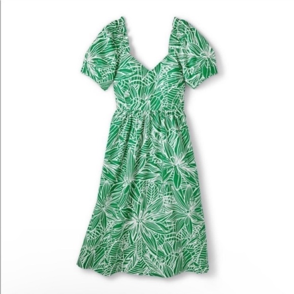 NWT  TABITHA BROWN X TARGET Linear Floral Print Tie-back Dress - Picture 1 of 5